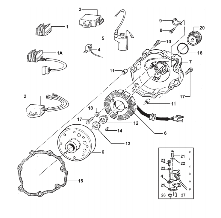 Pièces d'origine pour TM RACING 450 450 450 4 Temps MX/EN 2006 - Allumage KS avec éclairage