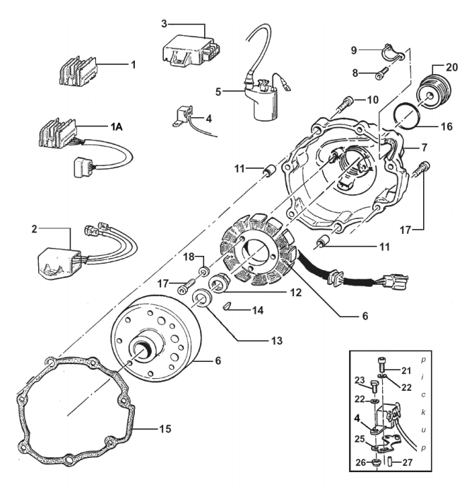 Pièces d'origine pour TM RACING 250 250 250 4 Temps MX/EN 2006 - Allumage KS avec éclairage