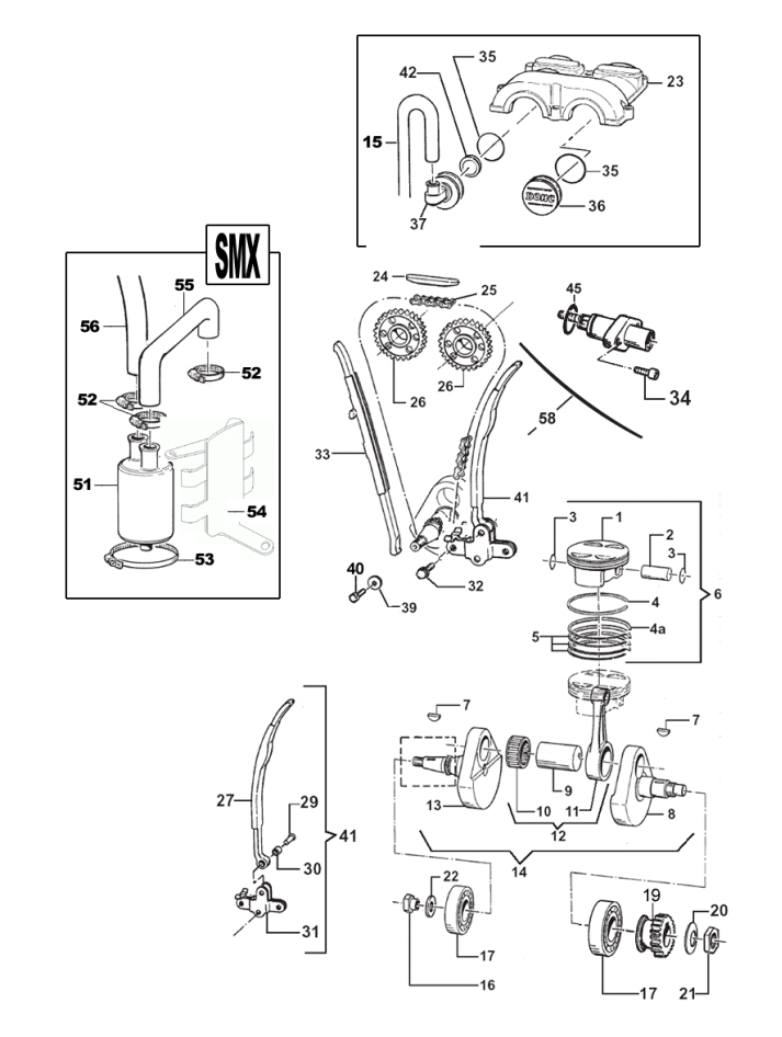 Pièces d'origine pour TM RACING 530 530 530 4 Temps MX/EN 2007 - Vilebrequin et piston