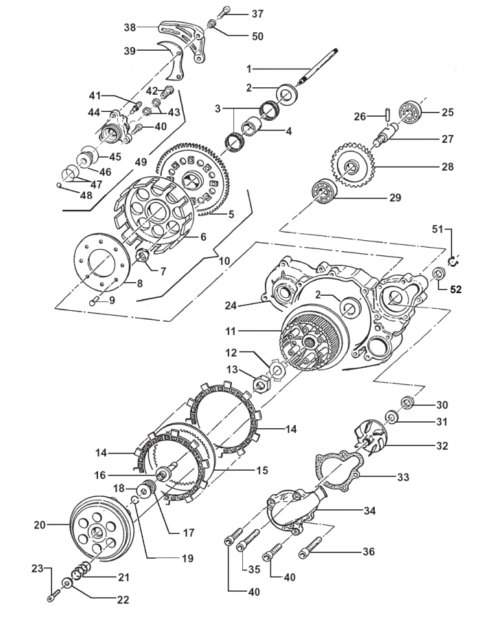 Pièces d'origine pour TM RACING 530 530 530 4 Temps MX/EN 2007 - Embrayage