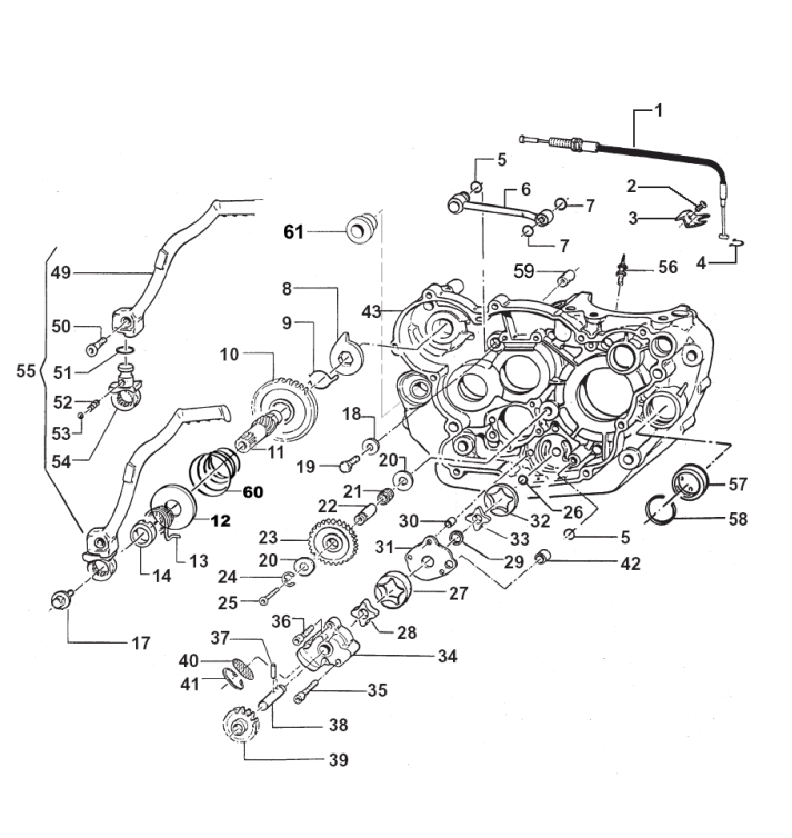 Pièces d'origine pour TM RACING 530 530 530 4 Temps MX/EN 2007 - Pompe à huile et démarrage par kick