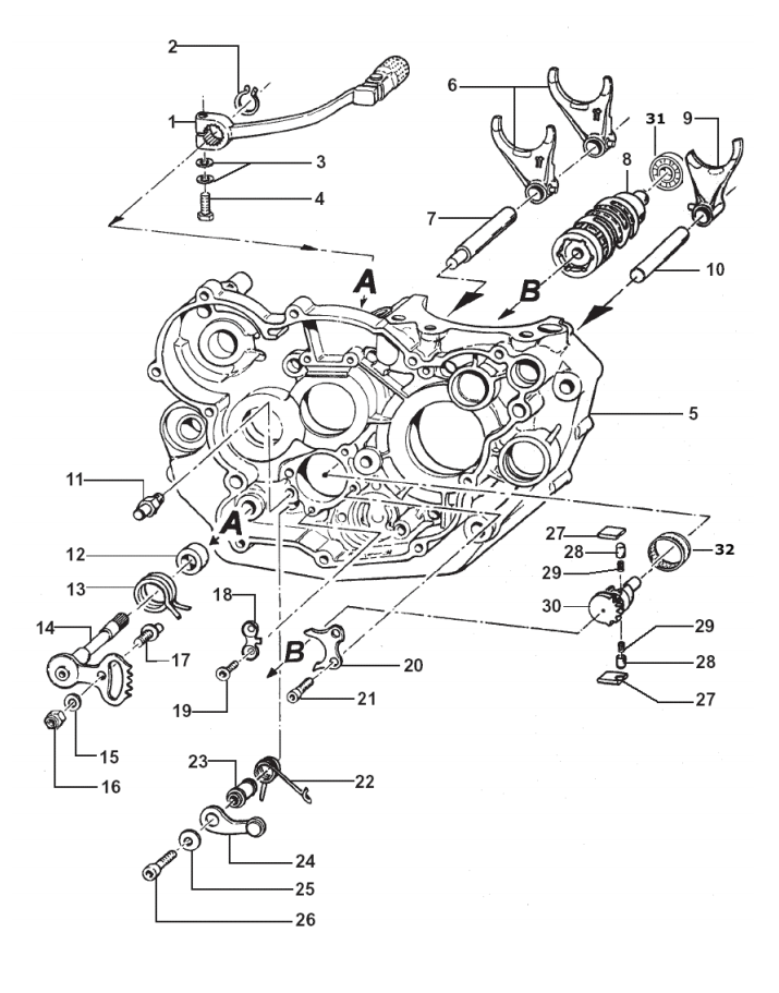 Pièces d'origine pour TM RACING 530 530 530 4 Temps MX/EN 2007 - Fourchettes de boîte de vitesses