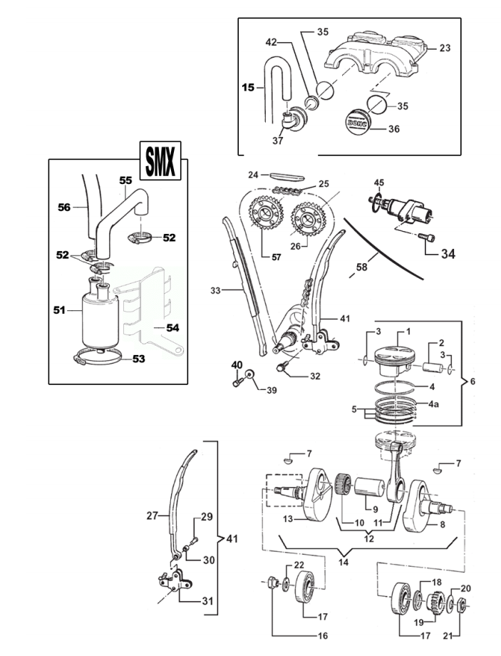 Pièces d'origine pour TM RACING 450 450 450 4 Temps MX/EN 2007 - Vilebrequin et piston