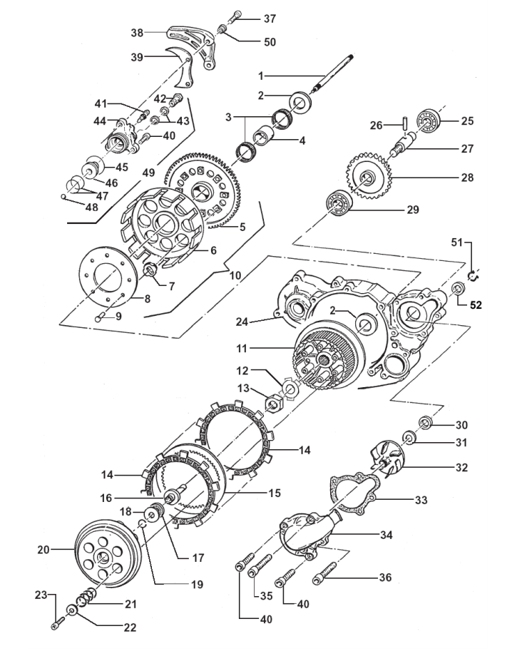 Pièces d'origine pour TM RACING 450 450 450 4 Temps MX/EN 2007 - Embrayage et pièces associées