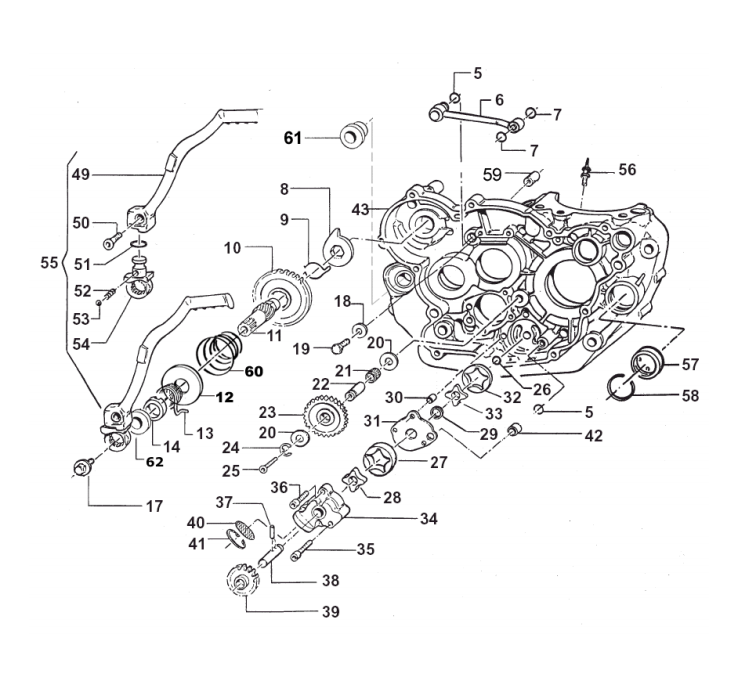 Pièces d'origine pour TM RACING 450 450 450 4 Temps MX/EN 2007 - Pompe à huile et démarrage par kick