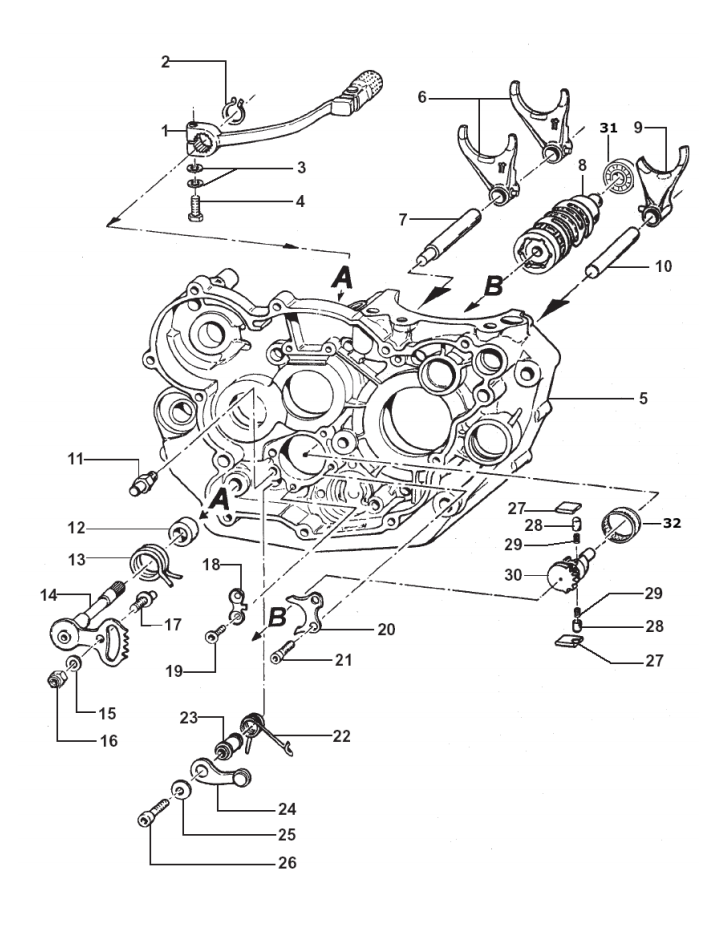 Pièces d'origine pour TM RACING 450 450 450 4 Temps MX/EN 2007 - Fourchette de boîte de vitesses