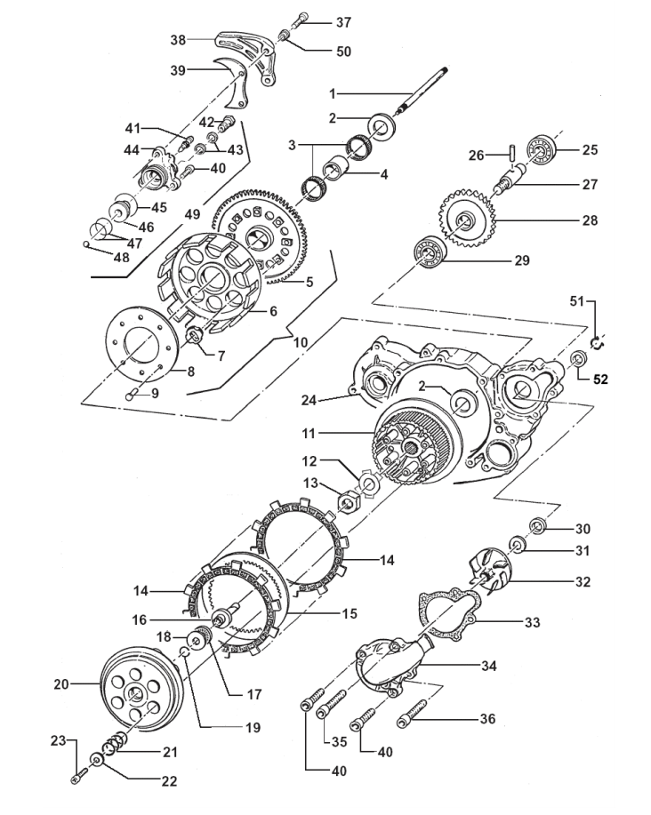 Pièces d'origine pour TM RACING 250 250 250 4 Temps MX/EN 2007 - Embrayage