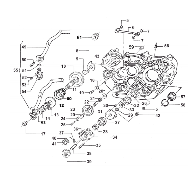 Pièces d'origine pour TM RACING 250 250 250 4 Temps MX/EN 2007 - Pompe à huile et démarrage par kick