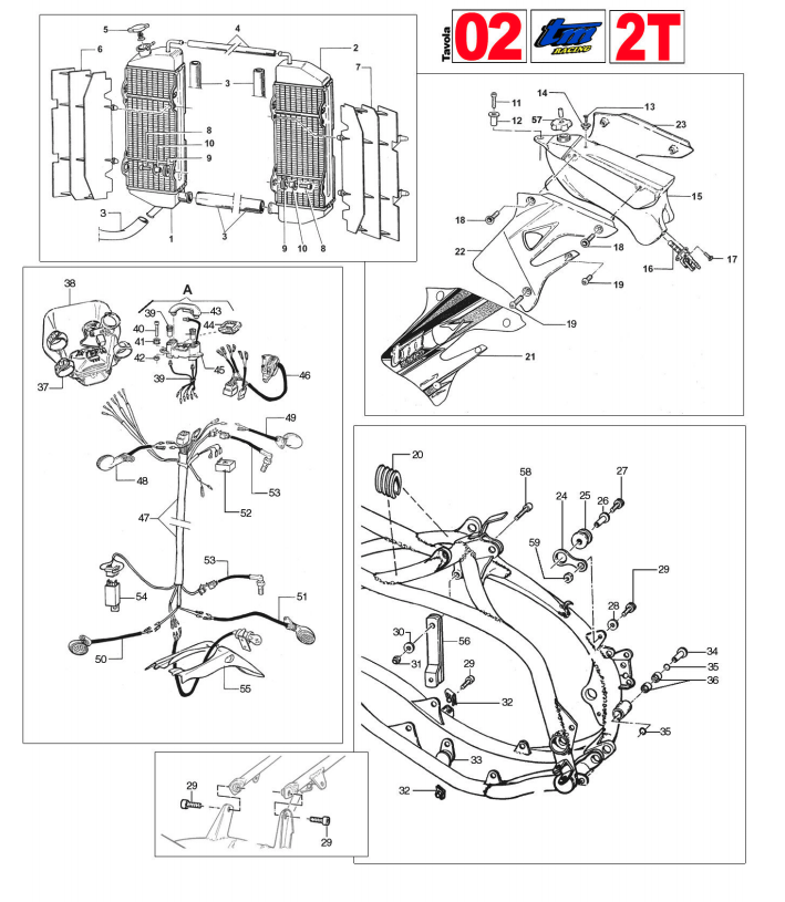 Pièces d'origine pour TM RACING 80 80 80 2 Temps MX/EN 2007 - Radiateur et réservoir