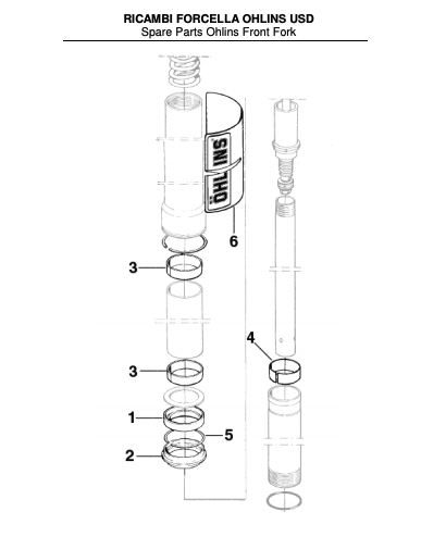 Pièces d'origine pour TM RACING 80 80 80 2 Temps MX/EN 2007 - Fourche avant Ohlins