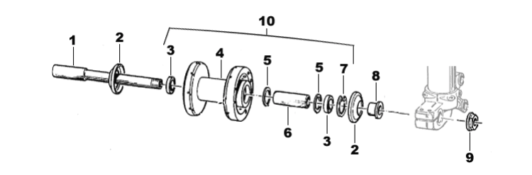 Pièces d'origine pour TM RACING 80 80 80 2 Temps MX/EN 2007 - Moyeu avant