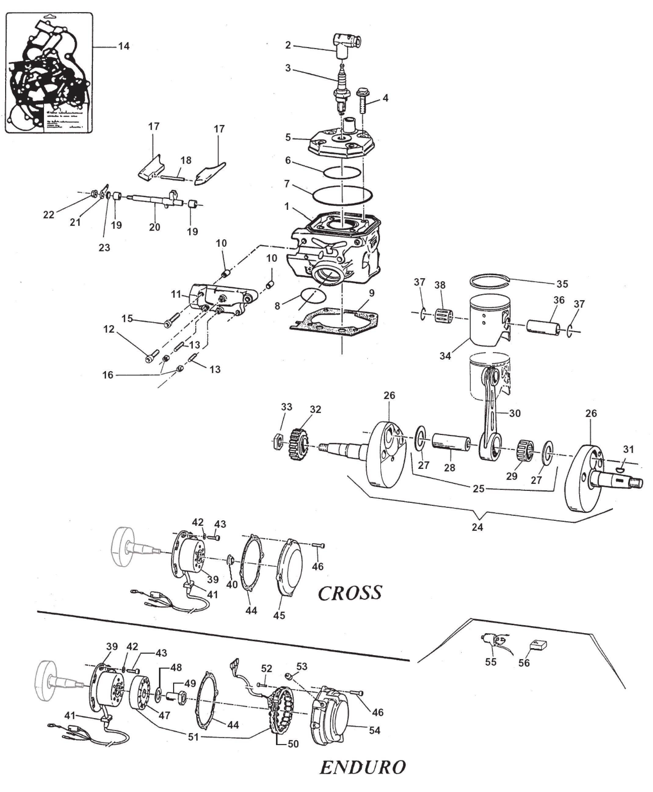 Pièces d'origine pour TM RACING 80 80 80 2 Temps Junior 2007 - Cylindre, piston et allumage