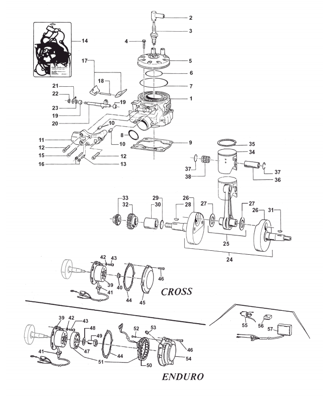 Pièces d'origine pour TM RACING 250 250 250 2 Temps MX/EN 2006 - Cylindre, piston et allumage