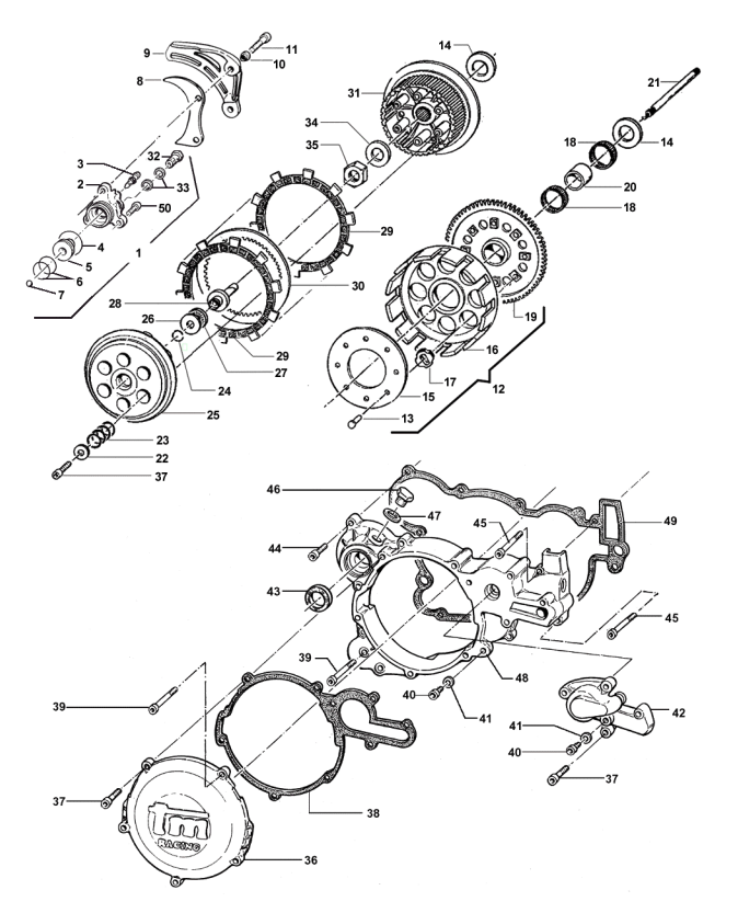 Pièces d'origine pour TM RACING 250 250 250 2 Temps MX/EN 2006 - Embrayage