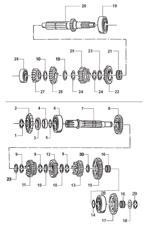 Pièces d'origine pour TM RACING 250 250 250 2 Temps MX/EN 2006 - Boîte de vitesse