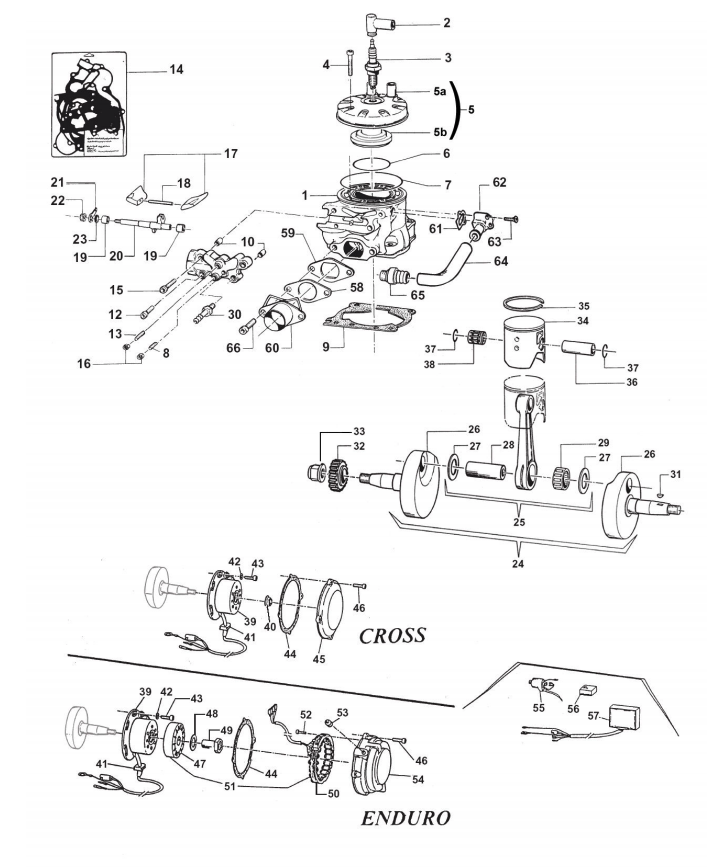 Pièces d'origine pour TM RACING 125 125 125 2 Temps MX/EN 2007 - Cylindre, Piston et Allumage