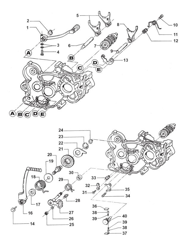 Pièces d'origine pour TM RACING 125 125 125 2 Temps MX/EN 2007 - Fourchettes de boîte de vitesses