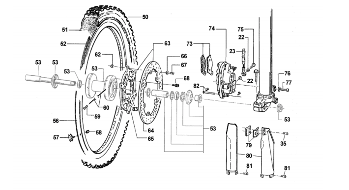 Pièces d'origine pour TM RACING 85 85 85 2 Temps MX/EN 2007 - Roue avant