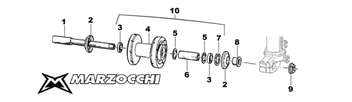 Pièces d'origine pour TM RACING 85 85 85 2 Temps MX/EN 2007 - Moyeux avant Marzocchi