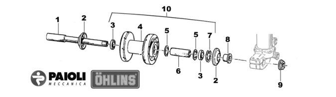 Pièces d'origine pour TM RACING 85 85 85 2 Temps MX/EN 2007 - Moyeux avant Ohlins