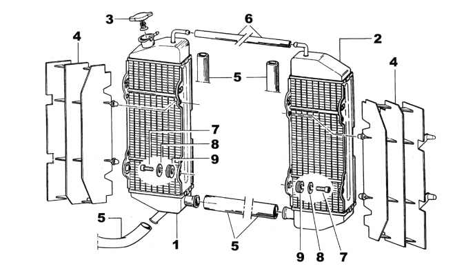 Pièces d'origine pour TM RACING 85 85 85 2 Temps MX/EN 2007 - Radiateur moteur