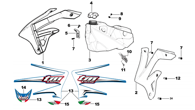 Pièces d'origine pour TM RACING 85 85 85 2 Temps MX/EN 2007 - Réservoir carburant