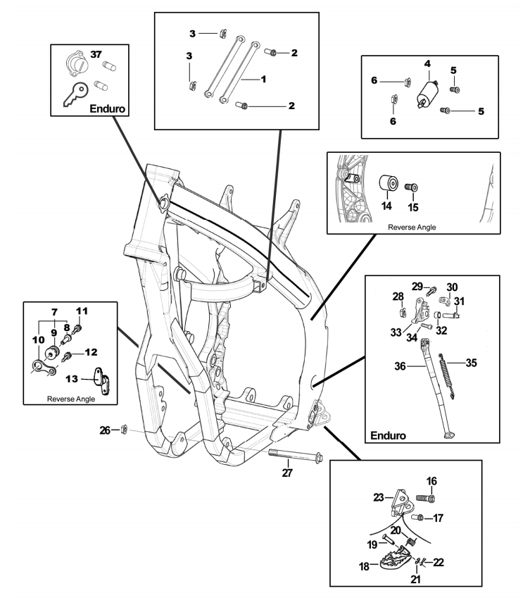 Pièces d'origine pour TM RACING 85 85 85 2 Temps MX/EN 2007 - Cadre et partie-cycle