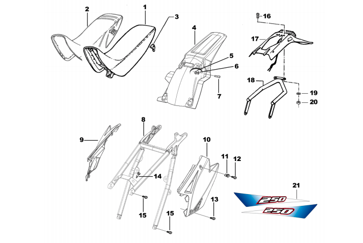 Pièces d'origine pour TM RACING 85 85 85 2 Temps MX/EN 2007 - Boucle arrière