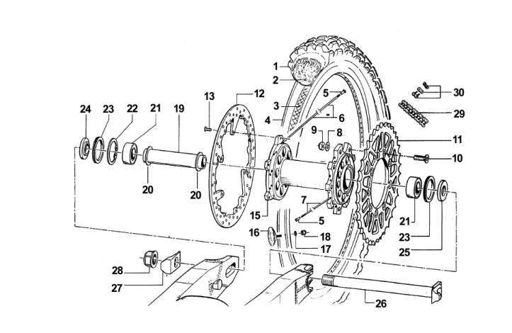 Pièces d'origine pour TM RACING 85 85 85 2 Temps MX/EN 2007 - Roue arrière