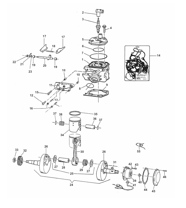 Pièces d'origine pour TM RACING 80 80 80 2 Temps Junior 2002 - Cylindre bi-valve