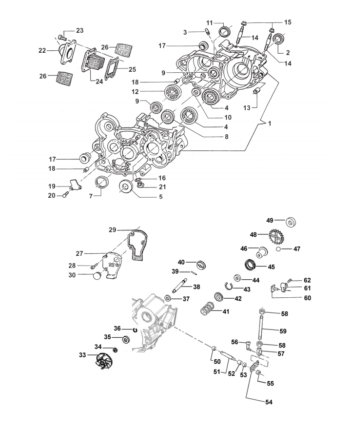 Pièces d'origine pour TM RACING 100 100 100 2 Temps MX/EN 1994 - Carter d'embrayage