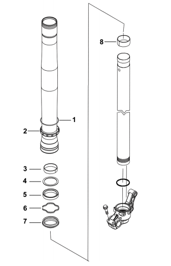 Pièces d'origine pour TM RACING 85 85 85 2 Temps MX/EN 2007 - Fourche avant Paioli