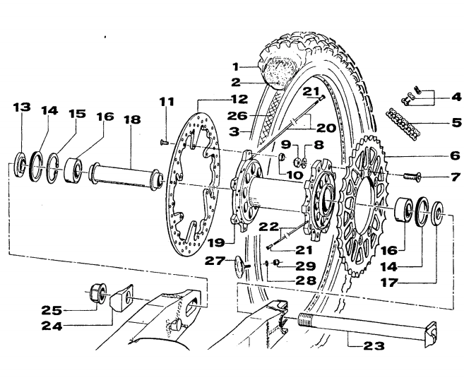 Pièces d'origine pour TM RACING 100 100 100 2 Temps MX/EN 2003 - Roue arrière
