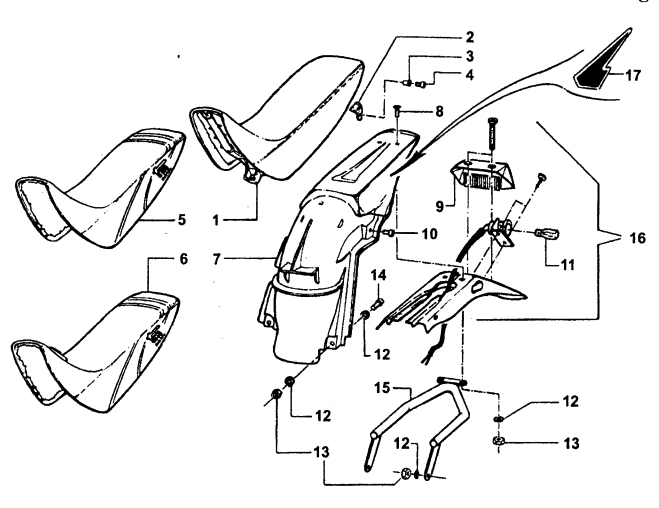 Pièces d'origine pour TM RACING 100 100 100 2 Temps MX/EN 2003 - Siège et plastiques