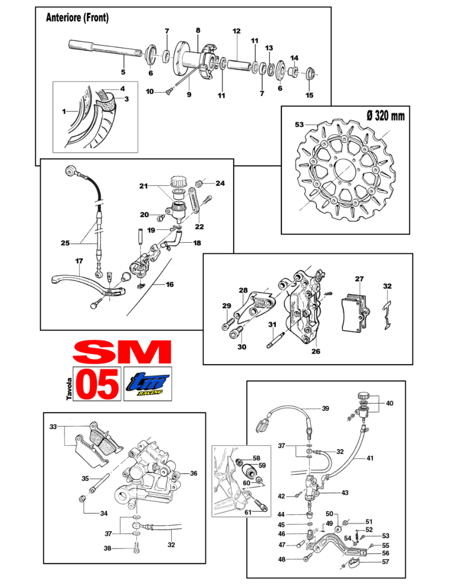 Pièces d'origine pour TM RACING 100 100 100 2 Temps MX/EN 2005 - Supermotard avant