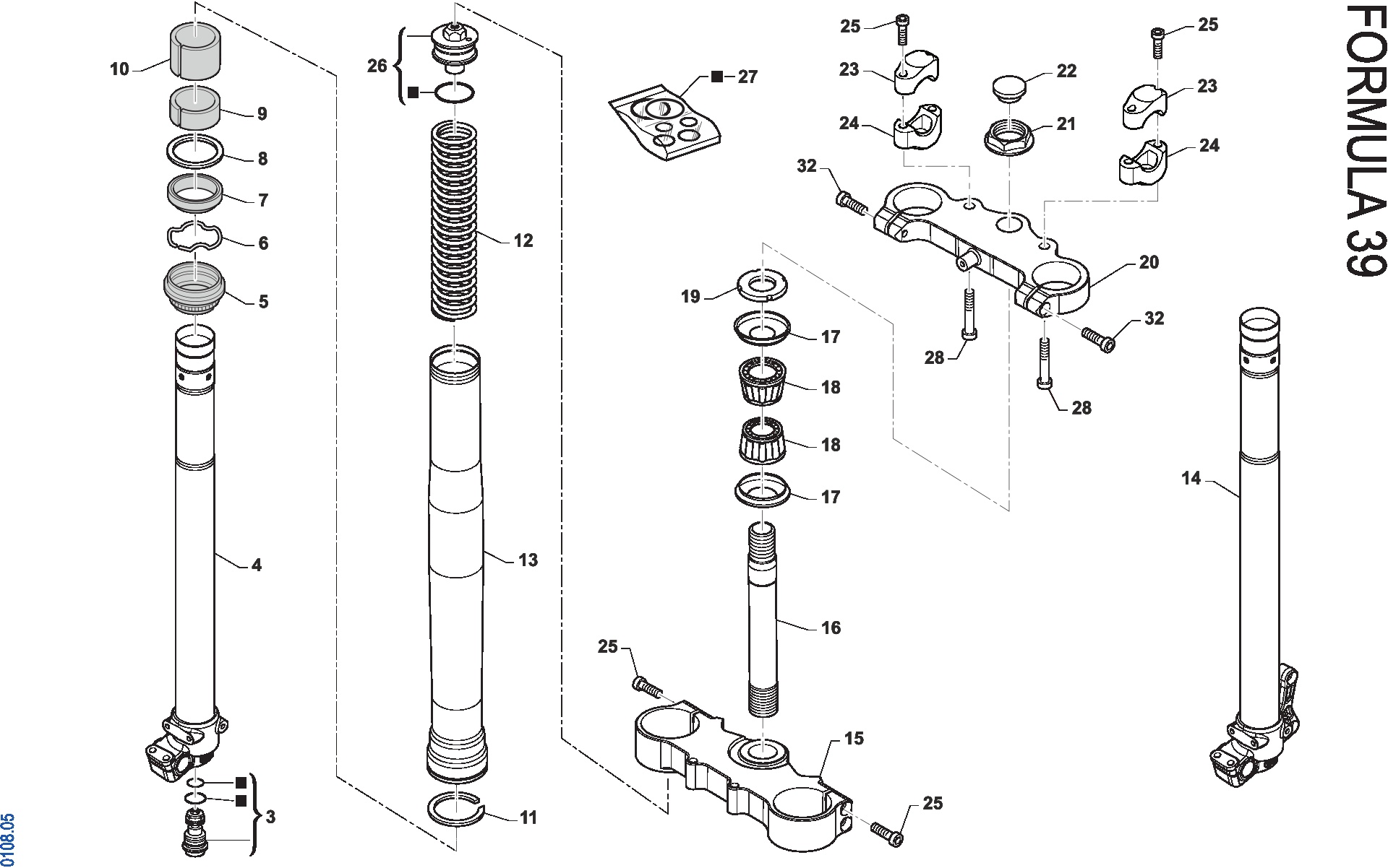 Pièces d'origine pour TM RACING 85 85 2T 85 MX JUNIOR 2026 - Fourche avant Formula 39