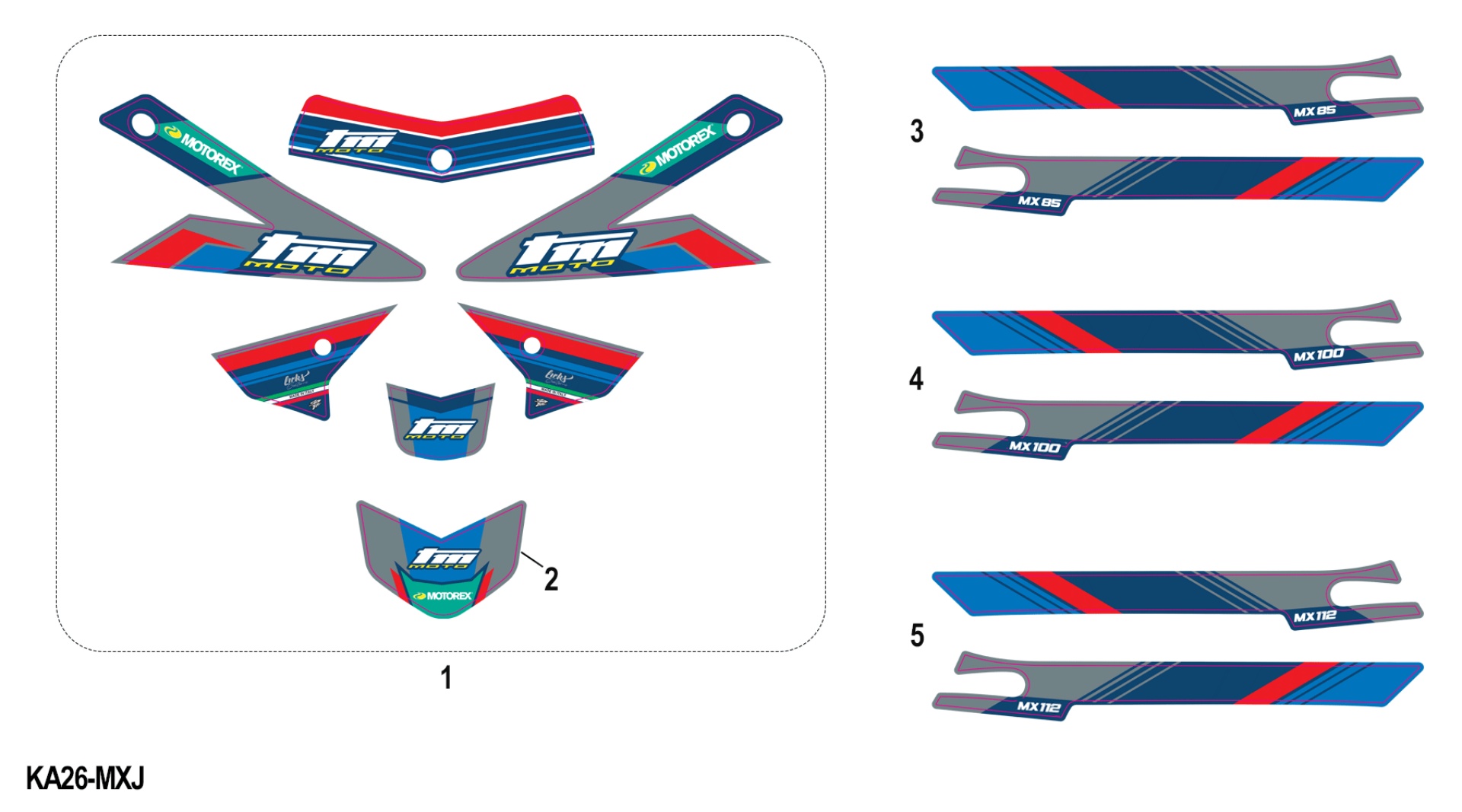 Pièces d'origine pour TM RACING 112 112 2T 112 MX JUNIOR 2026 - Kit adhésifs MX