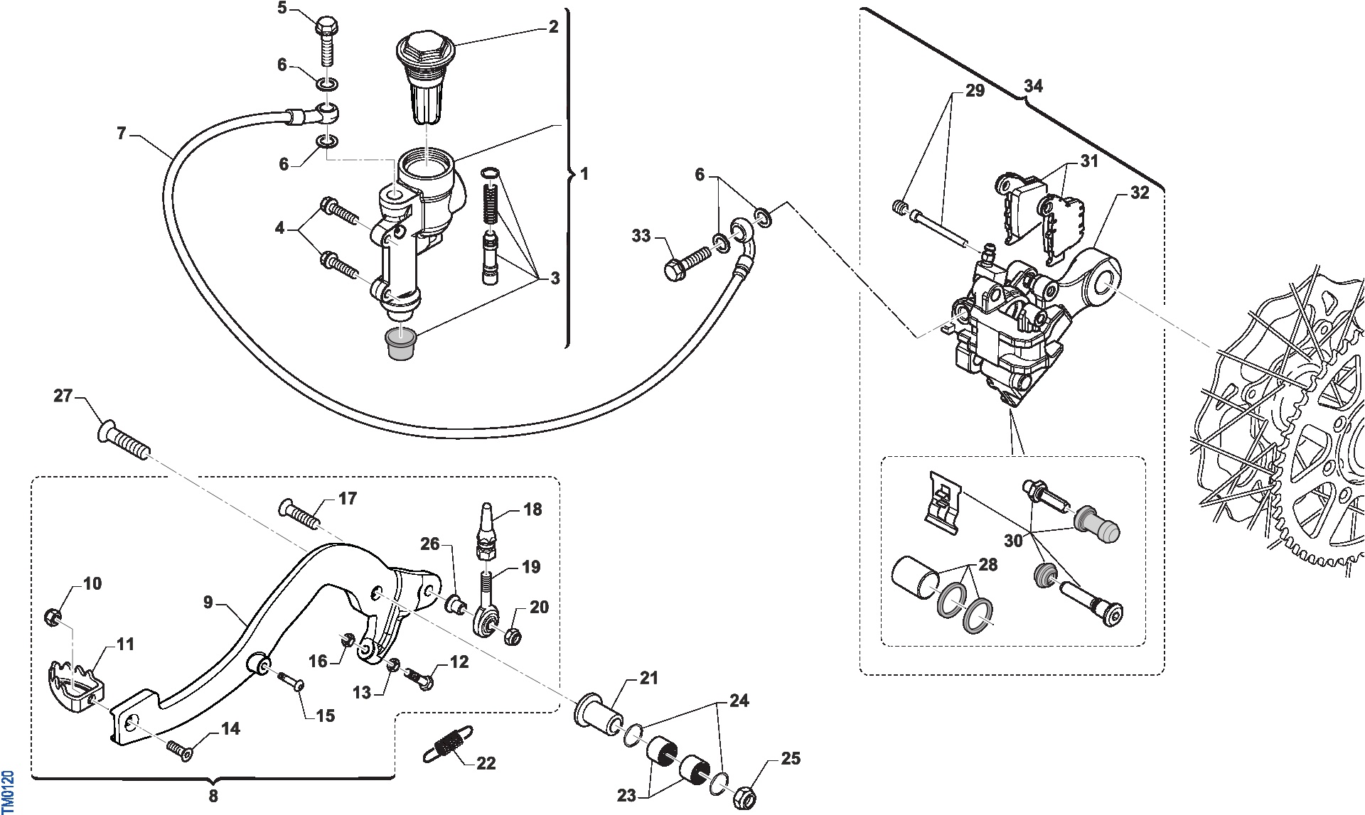 Pièces d'origine pour TM RACING 112 112 2T 112 SMX JUNIOR 2026 - Frein arrière