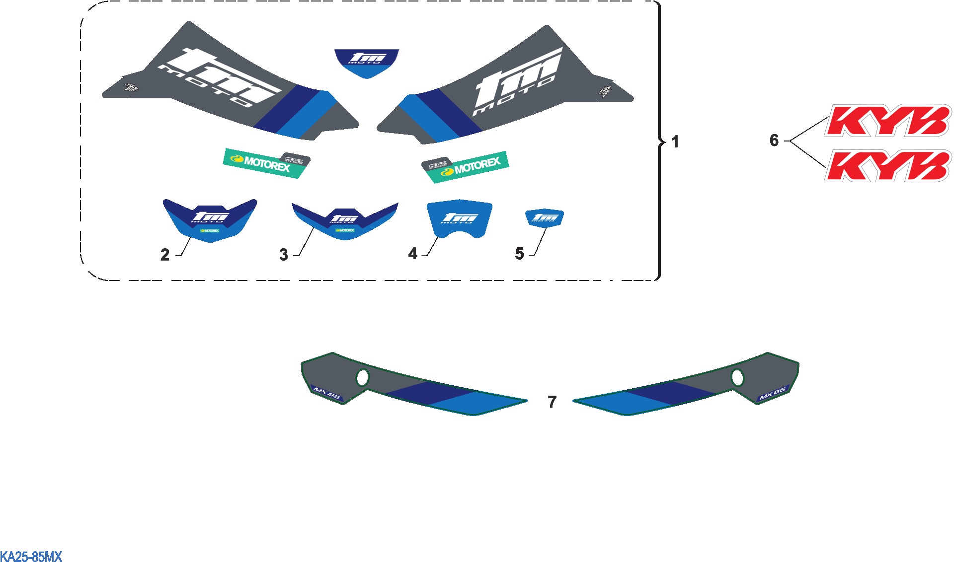 Pièces d'origine pour TM RACING 85 85 2T 85 MX SENIOR 2026 - Autocollants et adhésifs