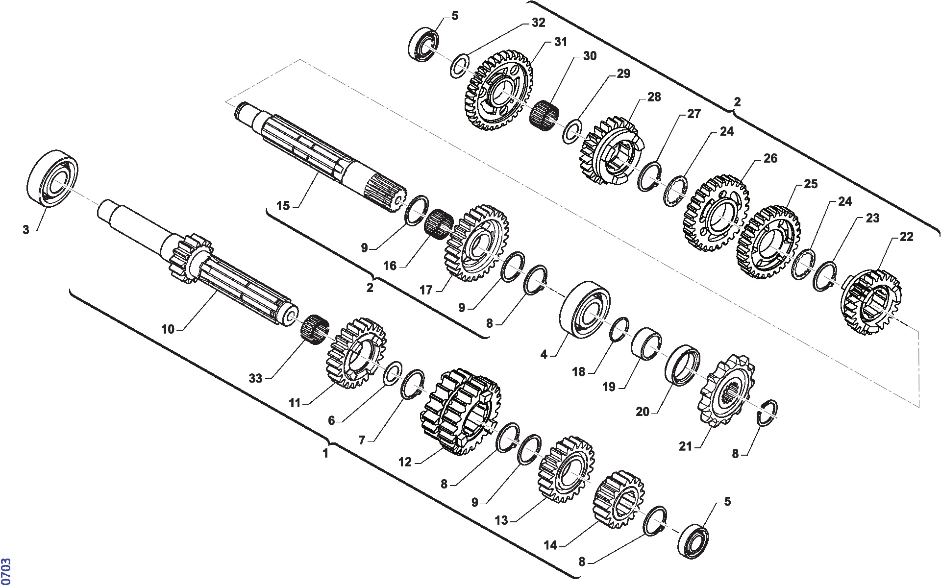 Pièces d'origine pour TM RACING 85 85 2T 85 MX SENIOR 2026 - Boîte de vitesses