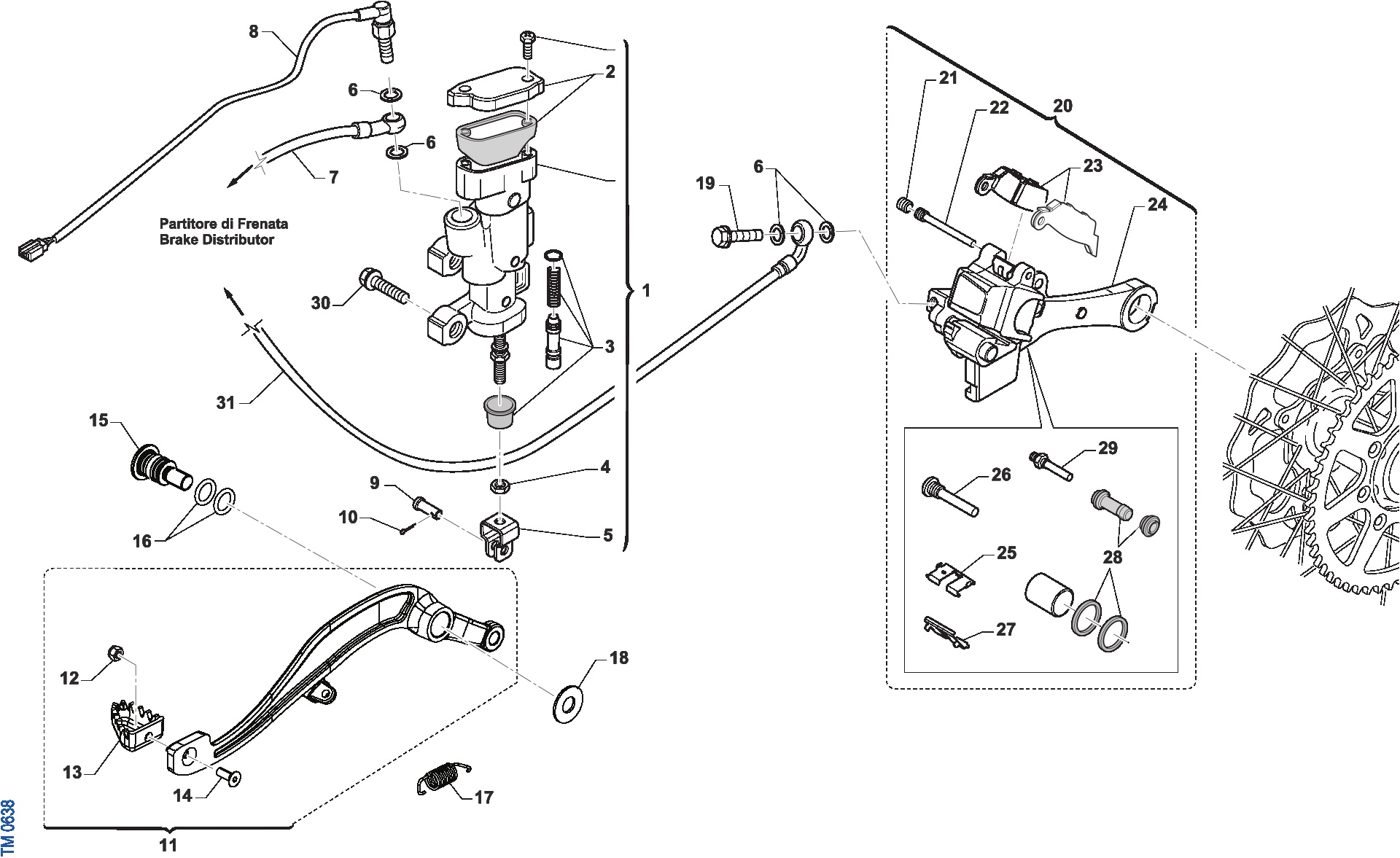 Pièces d'origine pour TM RACING 125 125 2T 125 Fi SMR e4/e5 2026 - Frein arrière E4