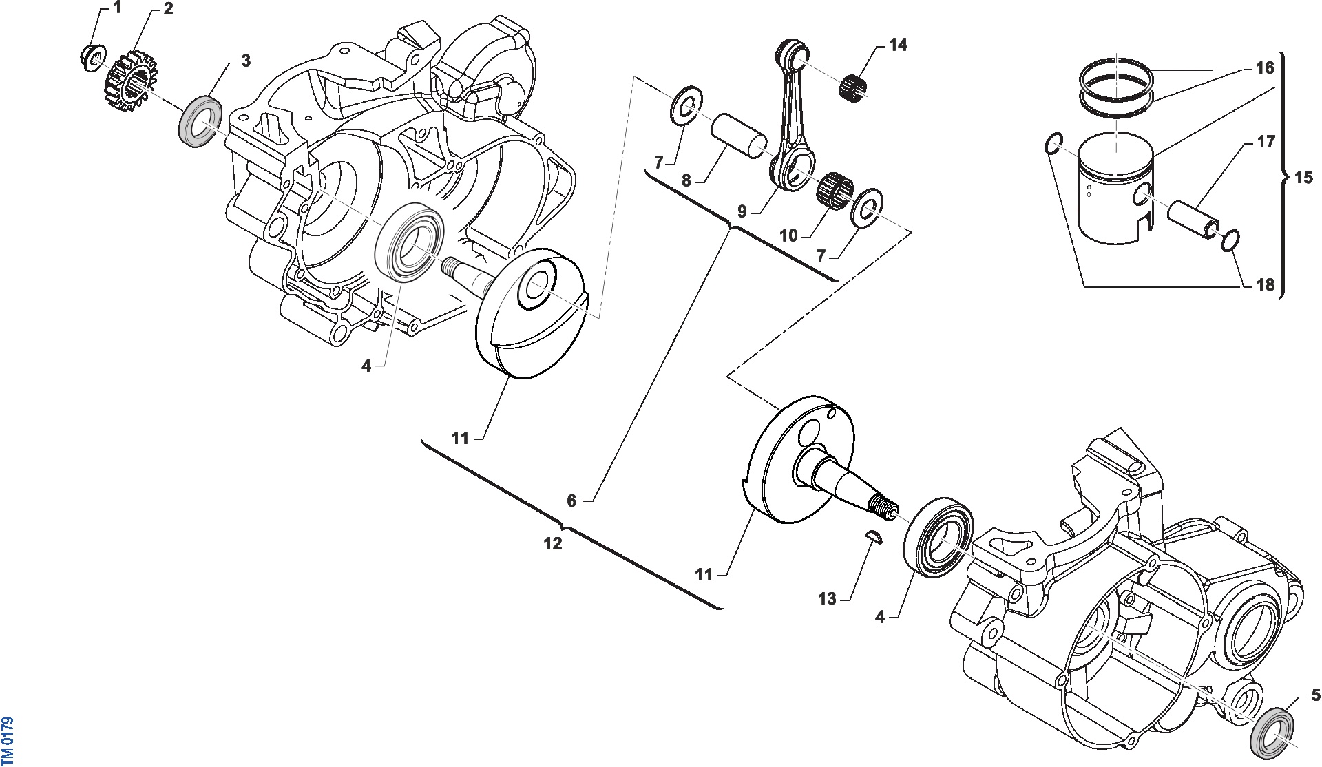 Pièces d'origine pour TM RACING 125 125 2T 125 Fi SMR e4/e5 2026 - Vilebrequin et piston moteur
