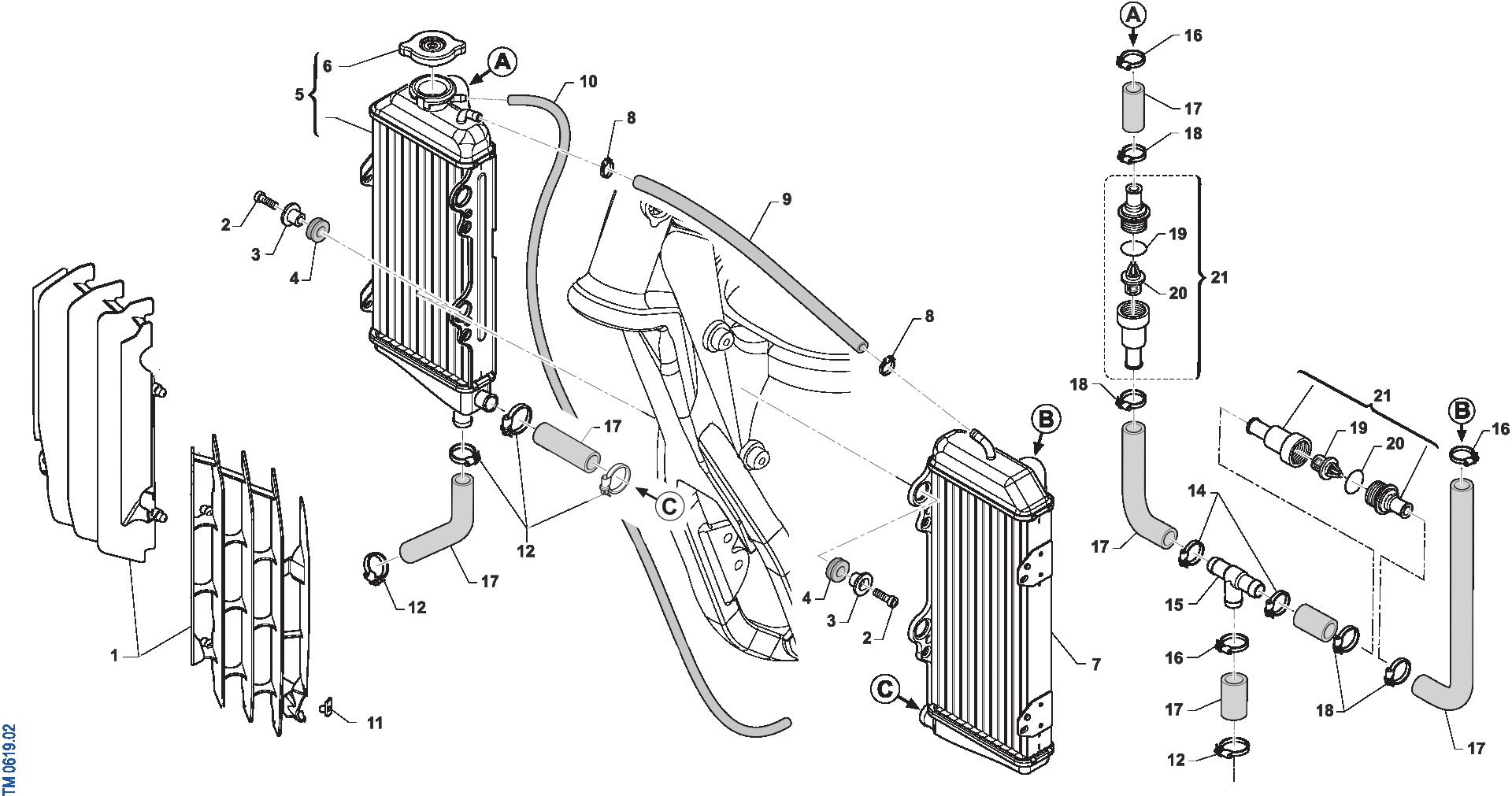 Pièces d'origine pour TM RACING 125 125 2T 125 Fi ES SMR Euro 5+ 2026 - Radiateurs