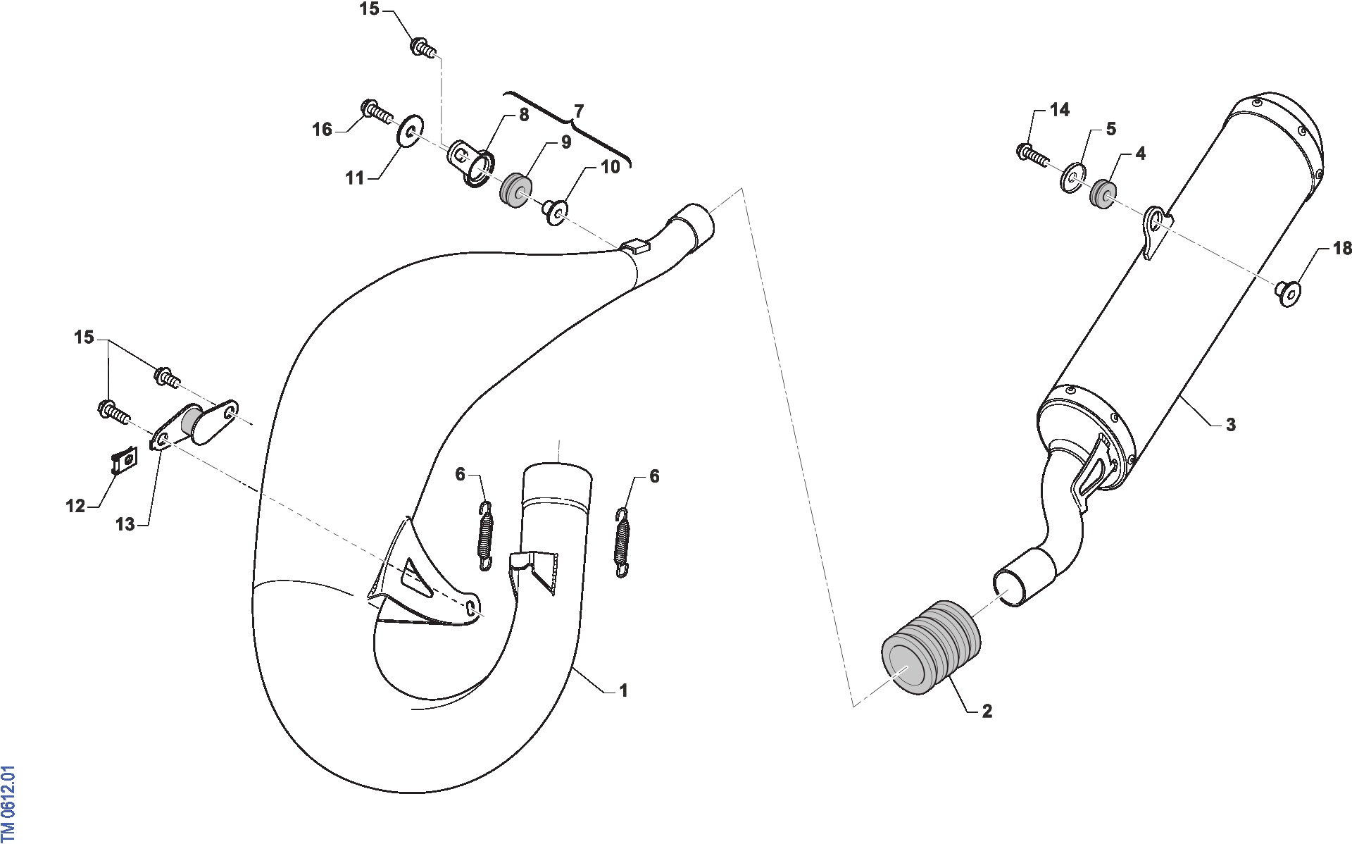 Pièces d'origine pour TM RACING 125 125 2T 125 Fi ES SMR Euro 5+ 2026 - Échappement