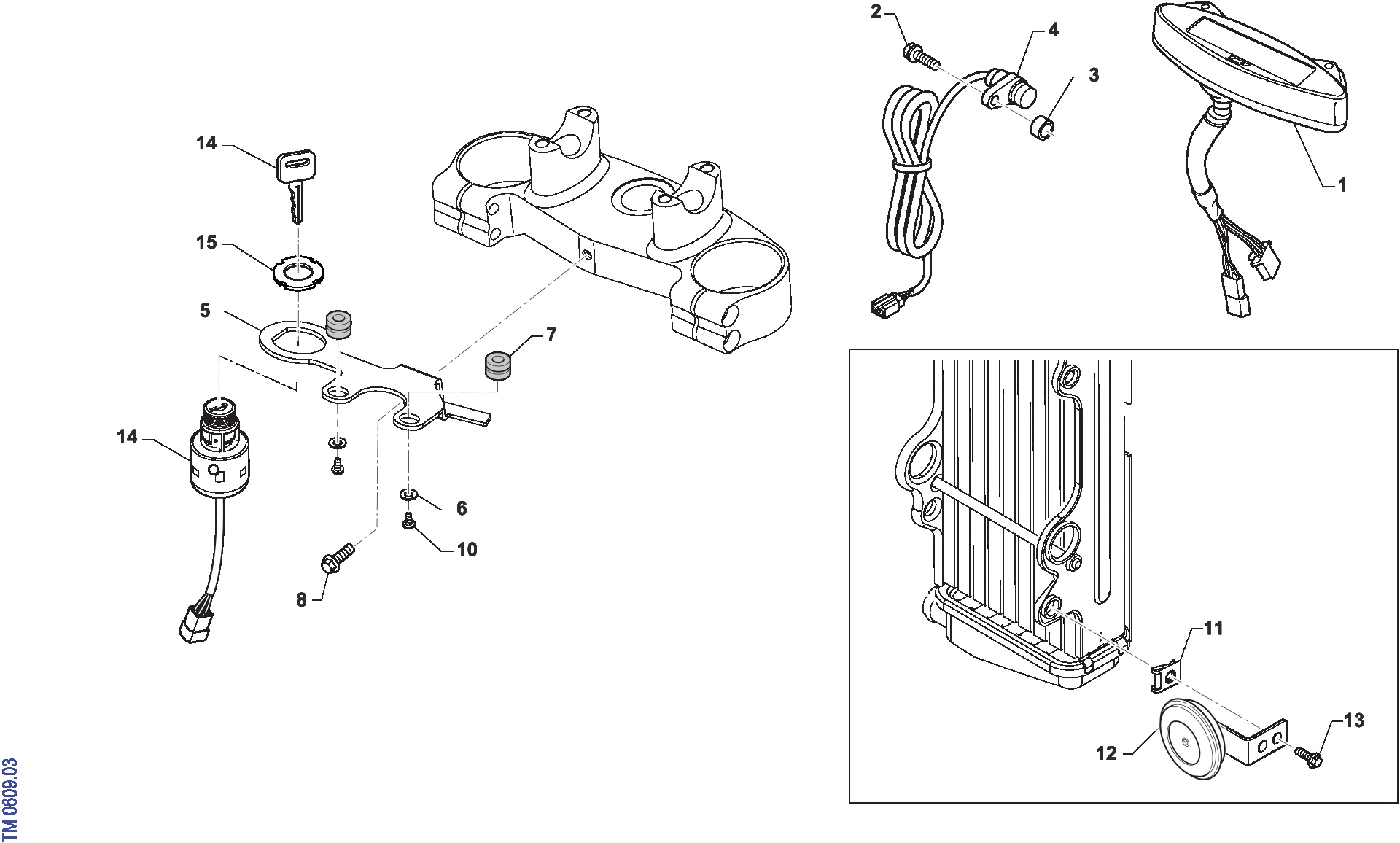Pièces d'origine pour TM RACING 125 125 2T 125 Fi ES SMR Euro 5+ 2026 - Compteur kilométrique et klaxon
