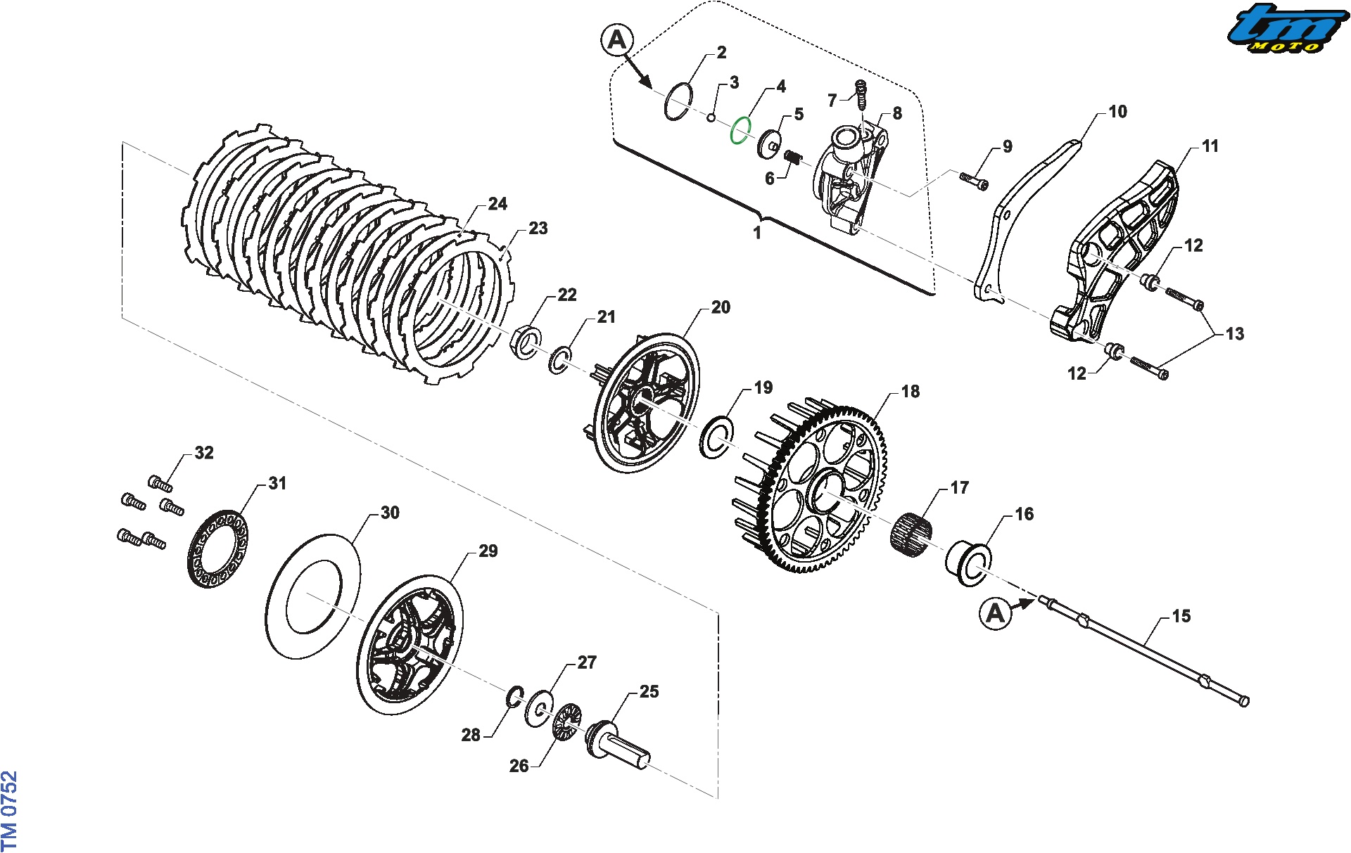 Pièces d'origine pour TM RACING 125 125 2T 125 Fi ES SMR Euro 5+ 2026 - Embrayage SMR