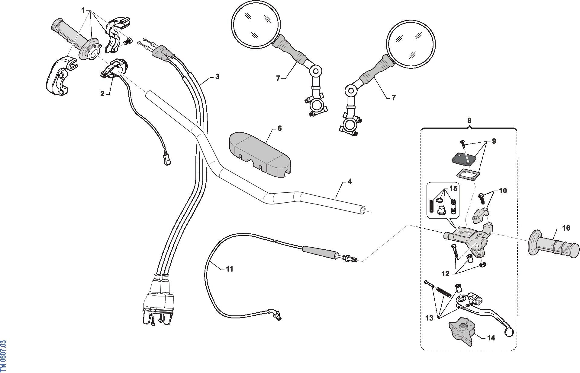Pièces d'origine pour TM RACING 125 125 2T 125 Fi EN ES 2026 - Guidon et commandes