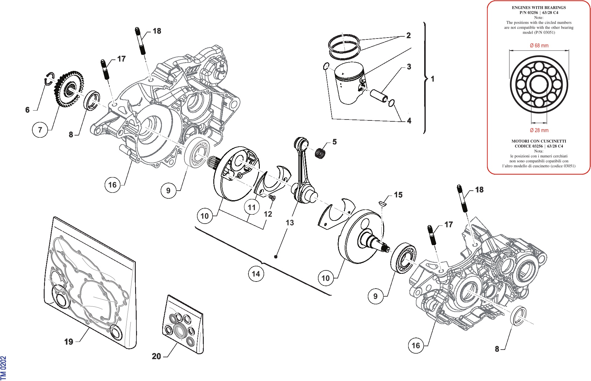 Pièces d'origine pour TM RACING 250 250 2T 250 EN 2026 - Moteur – Bas moteur et vilebrequin