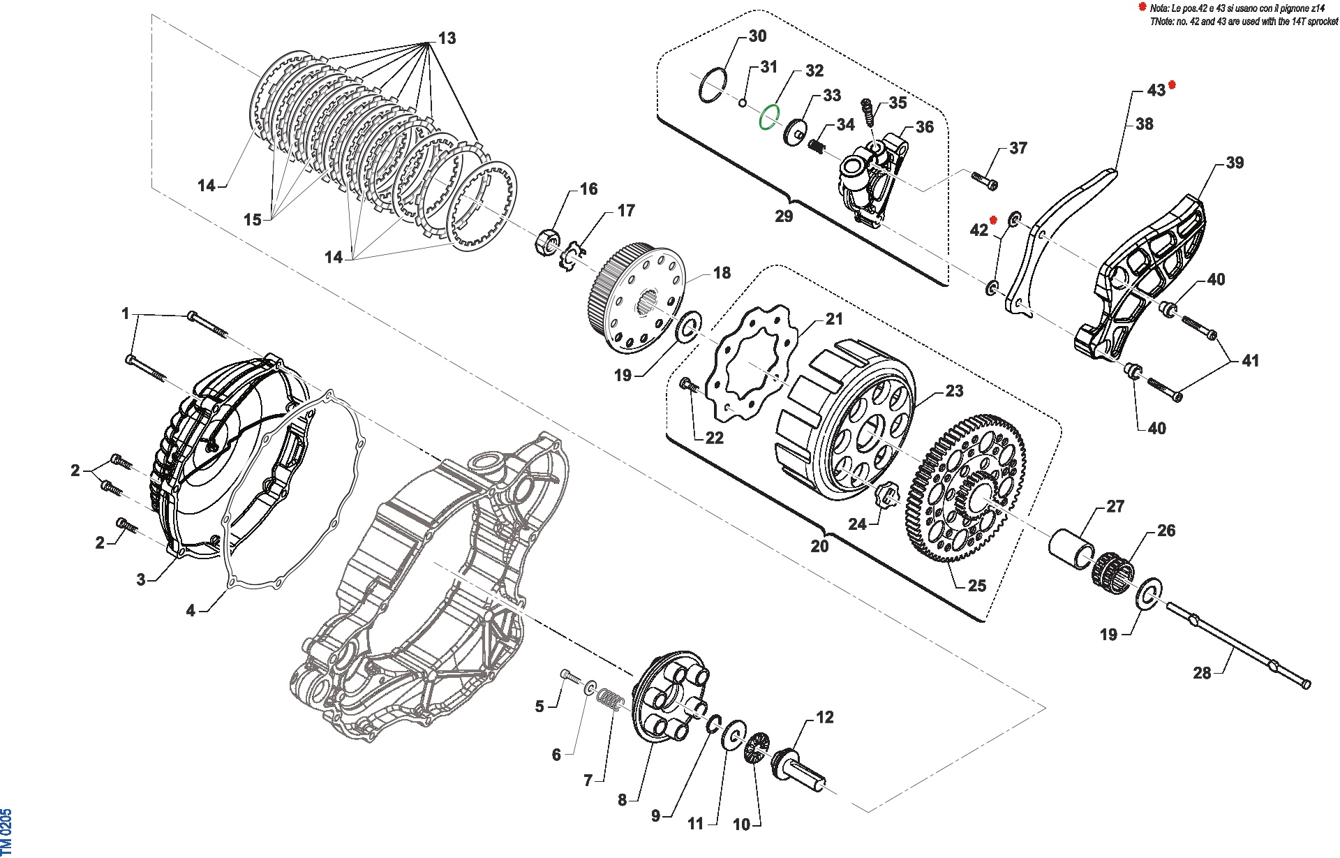 Pièces d'origine pour TM RACING 250 250 2T 250 EN 2026 - Embrayage standard