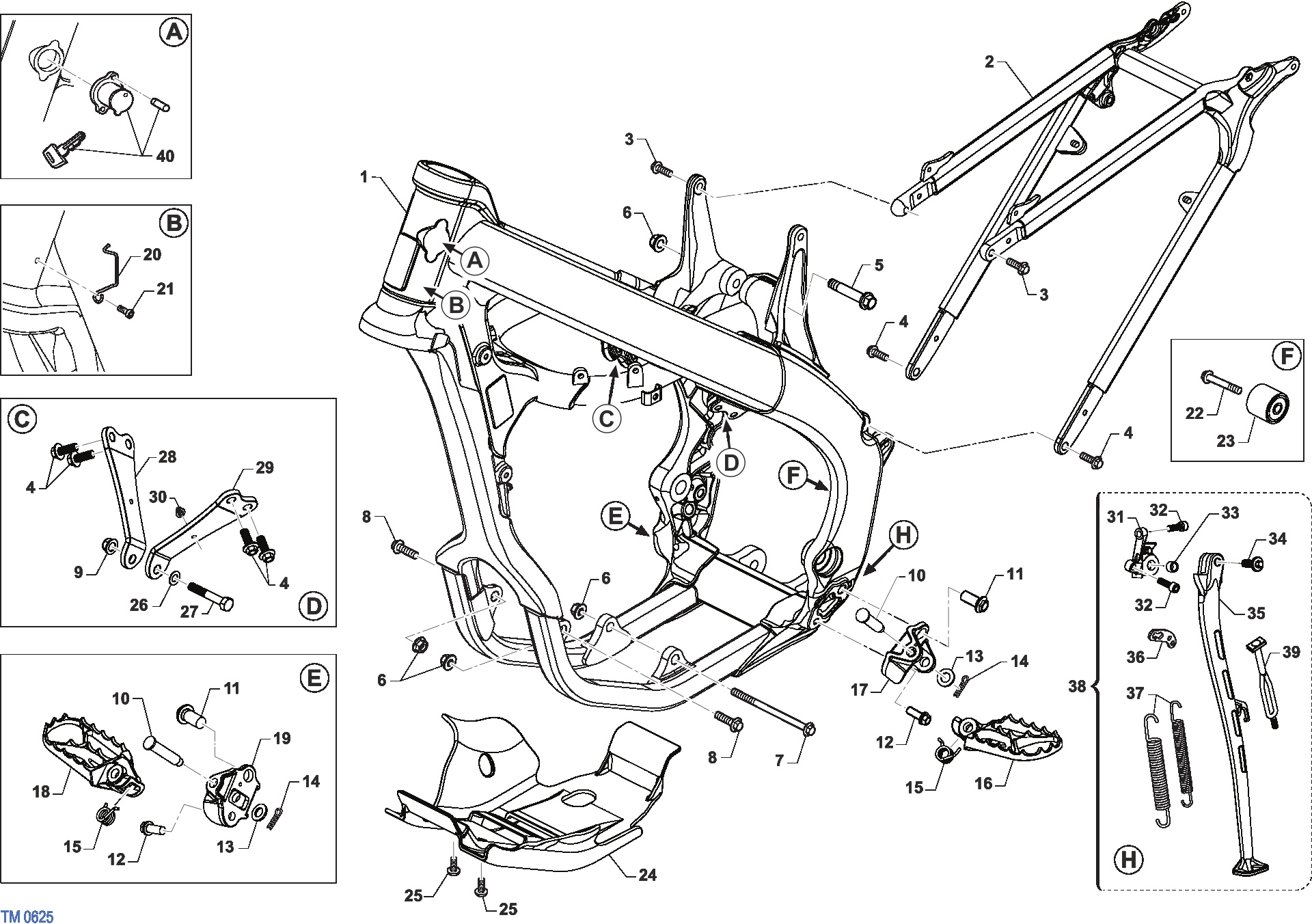 Pièces d'origine pour TM RACING 300 300 2T 300 FI EN 2026 - Cadre et partie-cycle